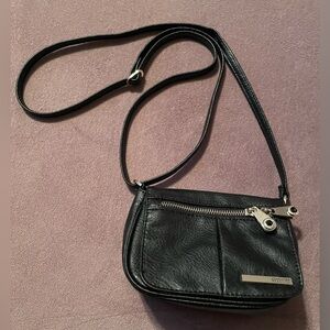 Kenneth Cole Reaction  Black Vegan Crossbody Bag with Adjustable Strap